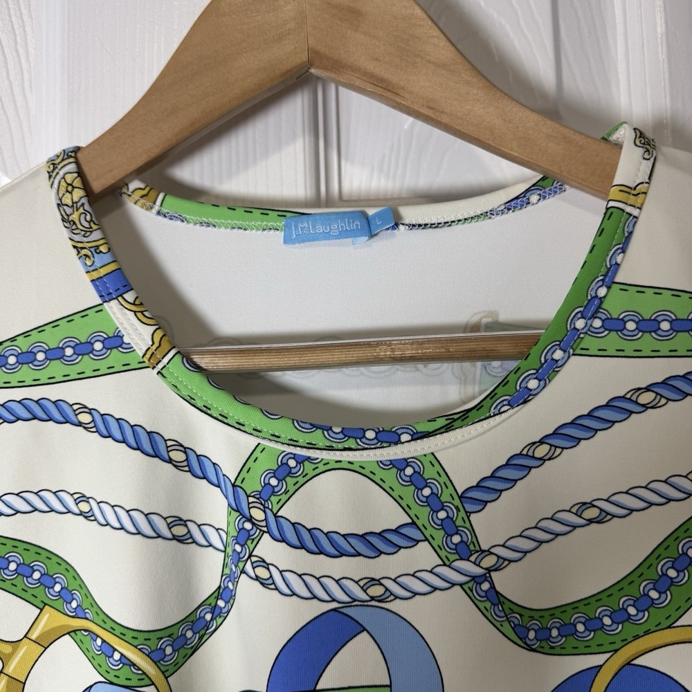 J.Mclaughlin Catalina Cloth Shirt Top Size L Ropes Chains Medallions - Picture 2 of 4